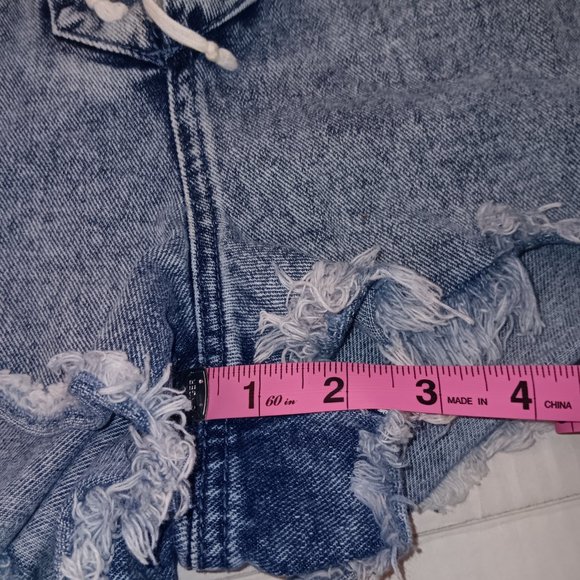 PACSUN HIGH RISE FESTIVAL LACE UP JEAN SHORTY SHORTS - Picture 6 of 12